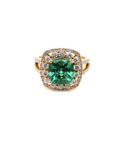 18kt Yellow Gold Emerald Diamond Ring