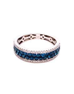 14kt White Gold Blue And White Diamond Ring