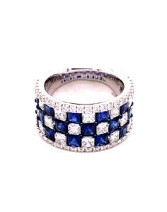 18kt White Gold Sapphire Diamond Ring