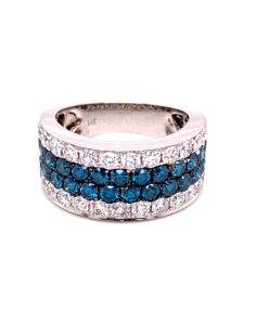 14kt White Gold Blue And White Diamond Ring