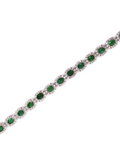 14kt White Gold Emerald Diamond Bracelet