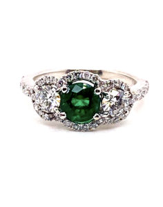 14kt White Gold Emerald Diamond Ring