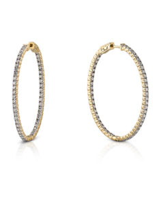 14KT Yellow Gold Diamond Inside and Outside Hoops