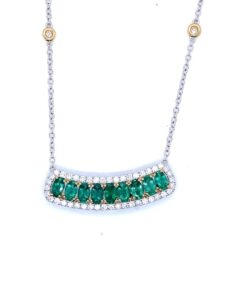 white and yellow gold emerald and diamond necklace