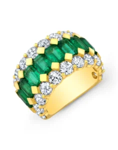 18KT Yellow Gold Emerald & Diamond Ring
