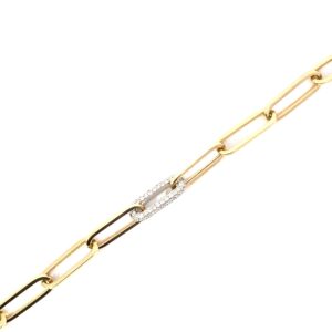 yellow and white gold paperclip diamond bracelet