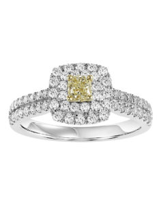 White Gold Engagement with Yellow Diamond Center Diamond