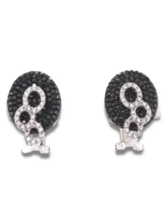 14KT White Gold Black & White Diamond Earrings