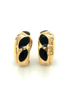 14KT Yellow Gold Black Onyx Earrings