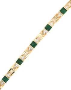 14kt Yellow Gold Emerald Diamond Bracelet