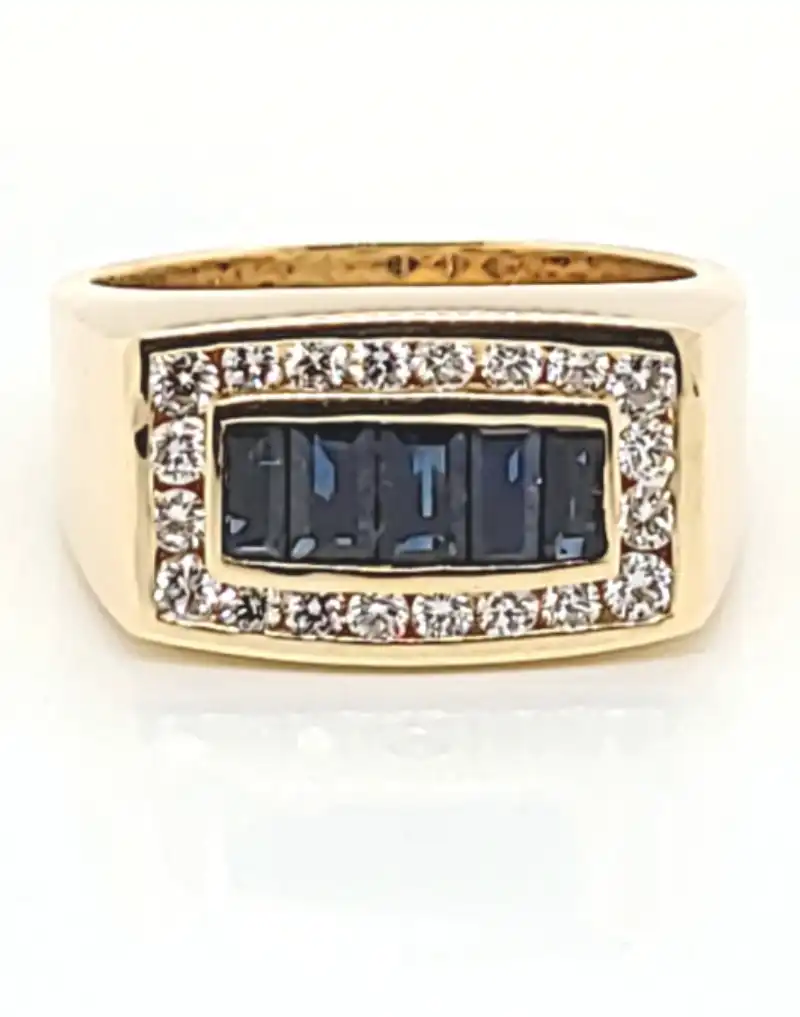 sapphire and diamond men's ring