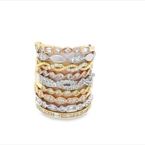14kt White, Yellow and Rose Gold Stackable Diamond Rings