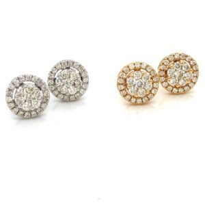white gold and yellow gold diamond earrings