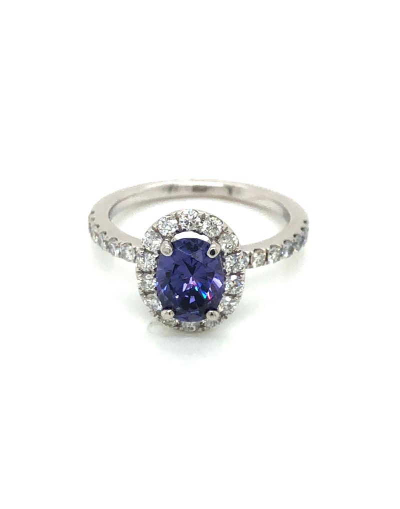 white gold and oval tanzanite ring