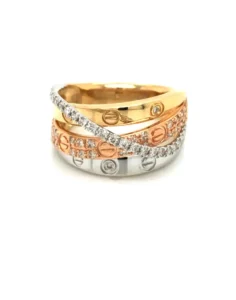14kt Tri-Color Gold Diamond Ring