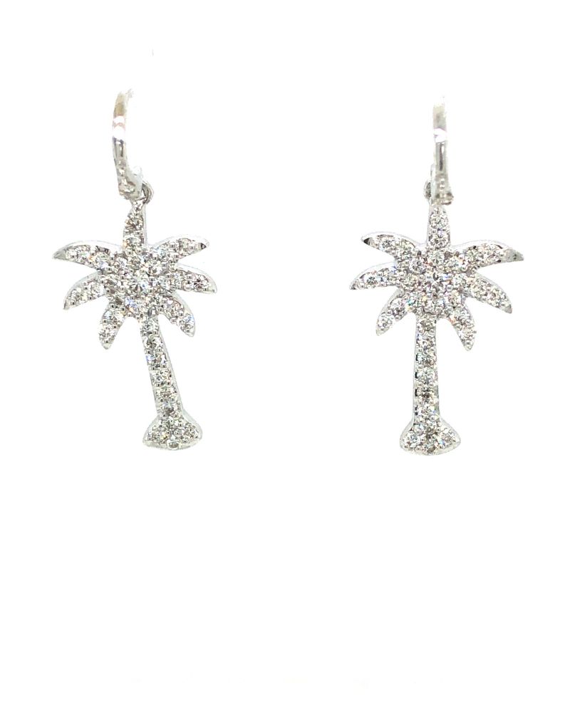 14kt white gold diamond palm tree earrings