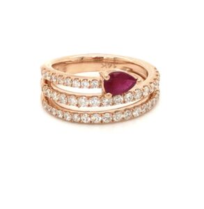 14K Rose Gold Ruby Diamond Ring