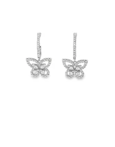 14KT White Gold Diamond Butterfly Earrings