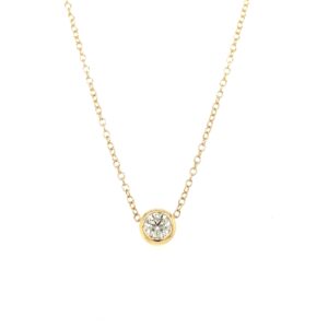 14kt yellow gold bezel set solitaire diamond pendant