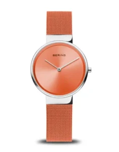Bering Ladies’ Classic Watch – Polished/Brushed Silver/Orange