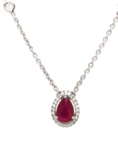 14KT White Gold Ruby And Diamonds Necklace