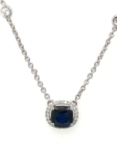 14KT White Gold Sapphire & Diamond Necklace