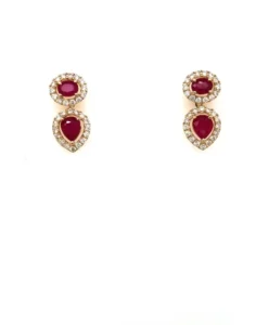 14KT White Gold Ruby Diamond Earrings