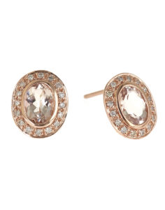 10Kt Rose Gold Morganite And Diamond Earrings