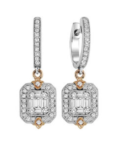 14KT White and Rose Gold Diamond Earrings