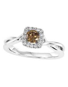 White Gold Brown and White Diamond Engagement Ring