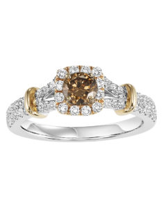 White and Rose Gold Brown and White Diamond Engagement Ring