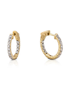 14KT Yellow Gold Diamond Inside and Outside Hoops