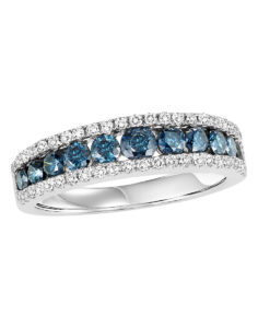White Gold Blue and White Diamond Ring