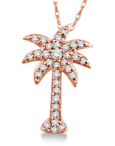 14kt Rose Gold Diamond Palm Tree Pendant