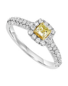 White Gold Yellow and White Diamond Engagement Ring