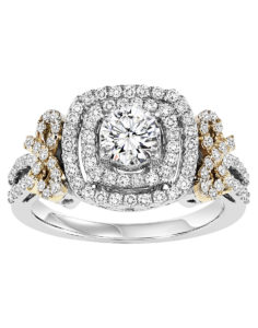 White and Yellow Gold Diamond Engagement Ring