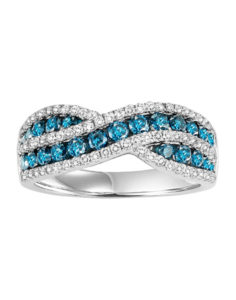 White Gold Blue and White Diamond Ring