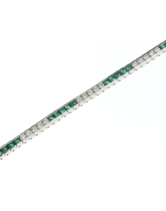 14kt White Gold Emerald Diamond Bracelet