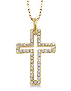 14kt Yellow Gold Diamond Cross Pendant