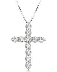 14kt White Gold Diamond Cross Pendant