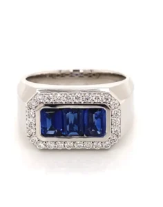 18kt White Gold Men’s Sapphire And Diamond Ring