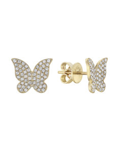 14kt Yellow And White Gold Butterfly Diamond Earrings