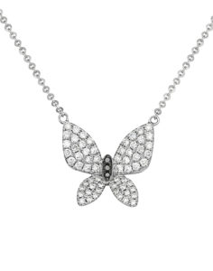 14kt White Gold Butterfly Diamond Necklace