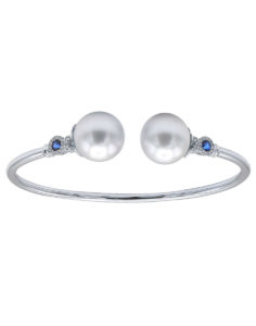 18kt White Gold Pearl Diamond and Sapphire Bangle