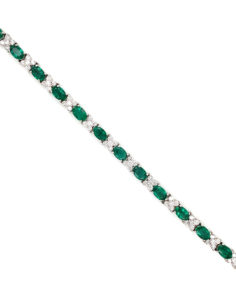14kt White Gold Emerald And Diamond Bracelet