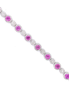 14kt White Gold Pink Sapphire And Diamond Bracelet
