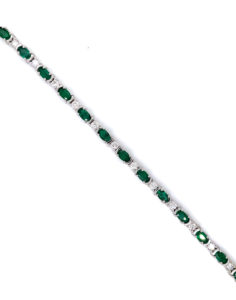 14kt White Gold Emerald And Diamond Bracelet