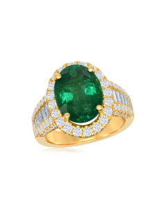 18KT Yellow Gold Emerald Diamond Ring