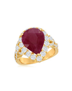 18KT Yellow Gold Ruby Diamond Ring