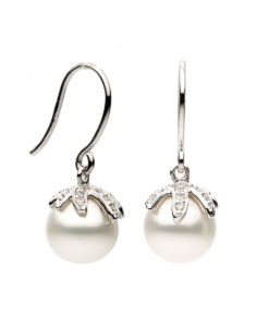 14kt White Gold Pearl Diamond Earrings
